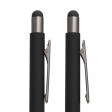 Ручка шариковая FACTOR GRIP со стилусом, черный/темно-серый, металл, пластик, пробка, софт-покрытие