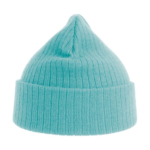 Шапка вязаная  RIO, с отворотом, голубой, 50% переработанный полиэстер, 50% акрил