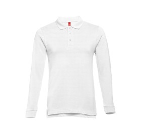 Рубашка-поло мужская BERN, д/р, белый, S, 100% хлопок, плотность 210 г/м2