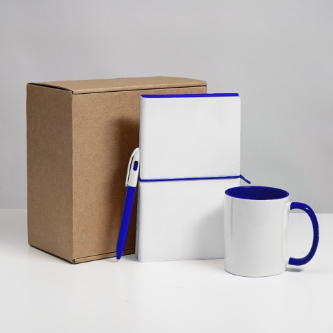 Набор подарочный WHITE VEIL: блокнот, ручка, кружка; белый/темно-синий Набор подарочный WHITE VEIL: блокнот, ручка, кружка; белый/темно-синий