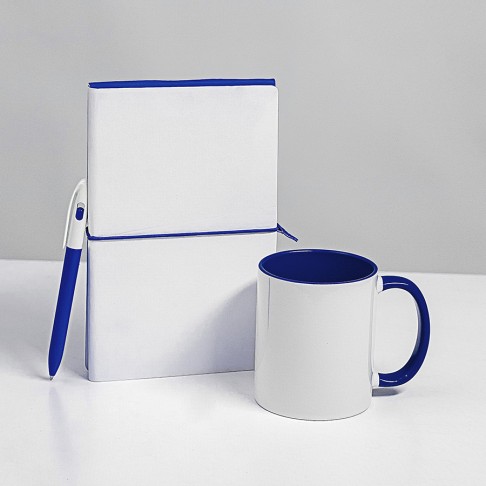 Набор подарочный WHITE VEIL: блокнот, ручка, кружка; белый/темно-синий Набор подарочный WHITE VEIL: блокнот, ручка, кружка; белый/темно-синий