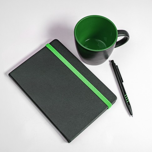 Набор подарочный HYPER: кружка, ежедневник, ручка; черный/зеленый Набор подарочный HYPER: кружка, ежедневник, ручка; черный/зеленый