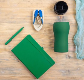 Набор подарочный SILKYWAY: термокружка, блокнот, ручка, коробка, стружка зеленый