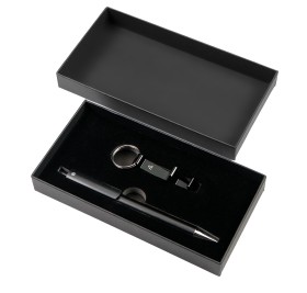 Набор ручка+ брелок ARCADA, черный, металл, пластик, картон