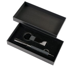 Набор ручка+ брелок COLLISION, черный/темно-серый, металл, пластик, картон