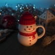 Кружка SNOWMAN с крышкой, белый с синим, 380мл, фарфор, силикон