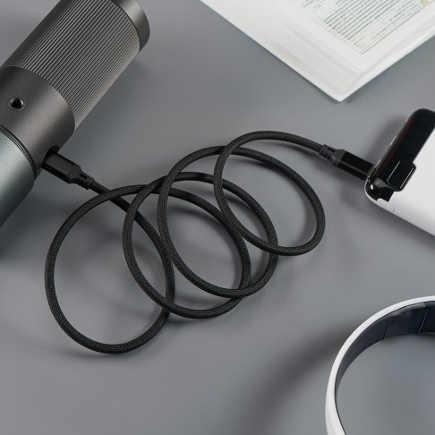 Кабель COIL магнитный для зарядки и передачи данных, 100Вт, 480Мб/с, нейлоновая оплетка, черный