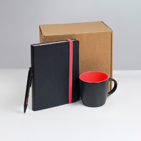 Набор подарочный HYPER: кружка, ежедневник, ручка; черный/красный Набор подарочный HYPER: кружка, ежедневник, ручка; черный/красный