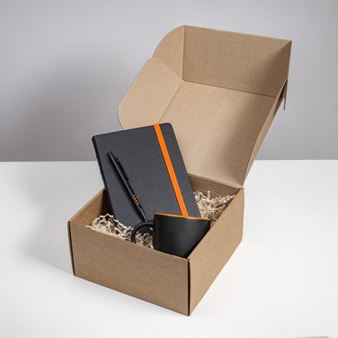 Набор подарочный HYPER: кружка, ежедневник, ручка; черный/оранжевый Набор подарочный HYPER: кружка, ежедневник, ручка; черный/оранжевый