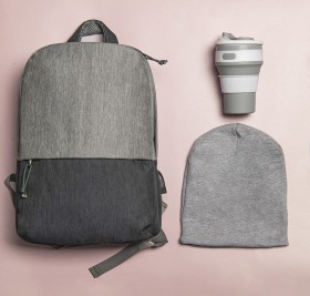Набор подарочный GRAYGO: шапка, стакан складной, рюкзак, серый