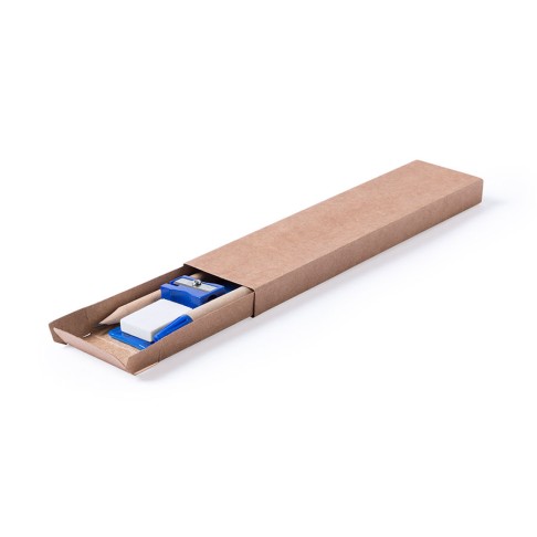 Набор GABON из 5 предметов в картонной коробке зеленый - ручка,карандаш,точилка,ластик, линейка