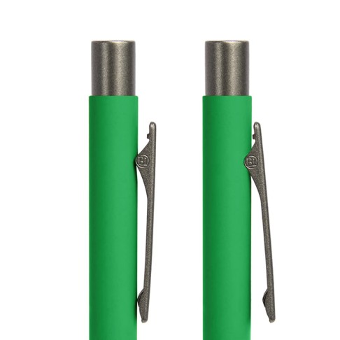 Ручка шариковая FACTOR, зеленый/темно-серый, металл, пластик, софт-покрытие