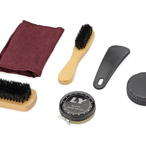 Набор аксессуаров для чистки обуви «Кэрролтон», черный, натуральный Набор аксессуаров для чистки обуви «Кэрролтон», черный, натуральный