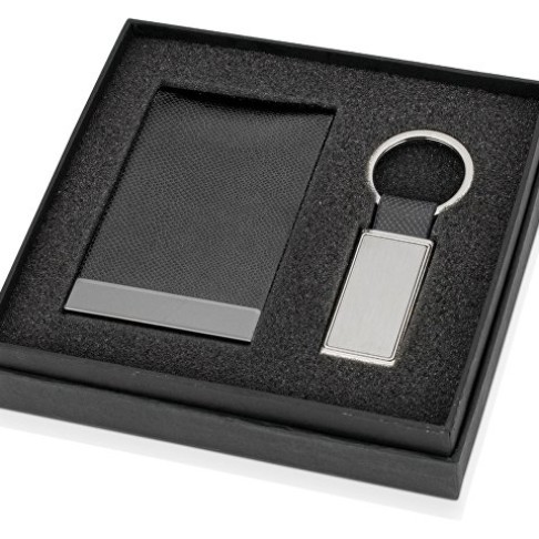 Набор «Лонгвью»: визитница, брелок, черный Набор «Лонгвью»: визитница, брелок, черный