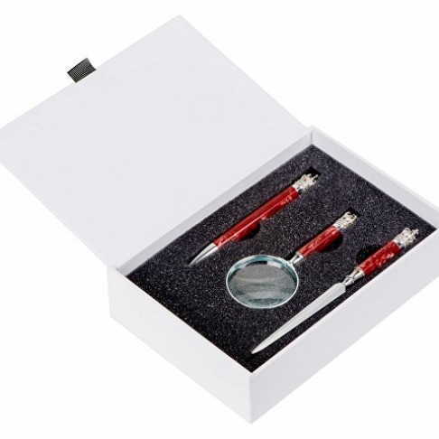 Набор «Принц Уэльский» : ручка шариковая, лупа, нож для бумаг Набор «Принц Уэльский» : ручка шариковая, лупа, нож для бумаг