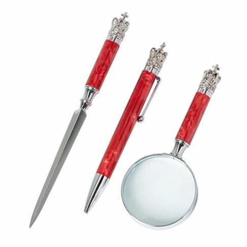 Набор «Принц Уэльский» : ручка шариковая, лупа, нож для бумаг Набор «Принц Уэльский» : ручка шариковая, лупа, нож для бумаг