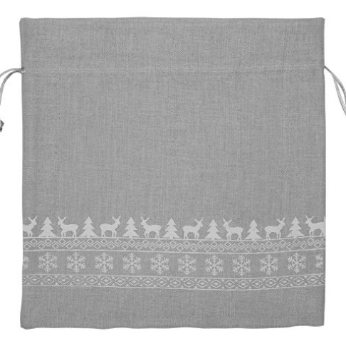 Мешочек подарочный новогодний, хлопок, большой, серый