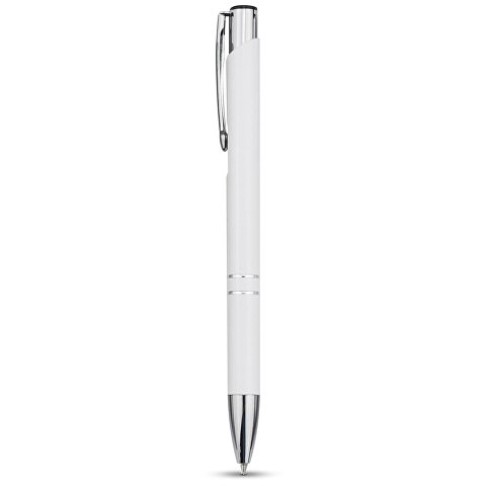 Алюминиевая шариковая кнопочная ручка Moneta, синие чернила, белый