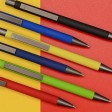 Ручка шариковая UMA «STRAIGHT GUM» soft-touch, с зеркальной гравировкой, желтый