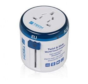 Адаптер Travel Blue Twist & Slide Travel Adaptor, голубой/белый