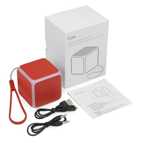Портативная колонка «Cube» с подсветкой, красный
