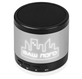 Портативная колонка «Ring neon» с белой подсветкой корпуса, серебристый