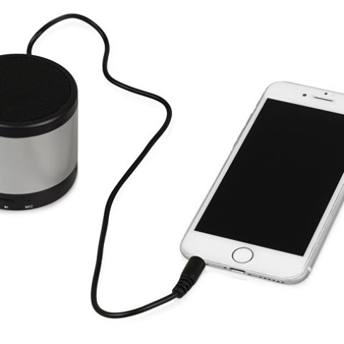 Портативная колонка «Ring neon» с белой подсветкой корпуса, серебристый