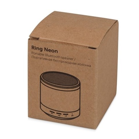 Портативная колонка «Ring neon» с белой подсветкой корпуса, серебристый