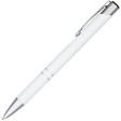 Кнопочная шариковая ручка Moneta из анодированного алюминия, синие чернила, белый