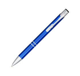 Кнопочная шариковая ручка Moneta из анодированного алюминия, синие чернила, синий