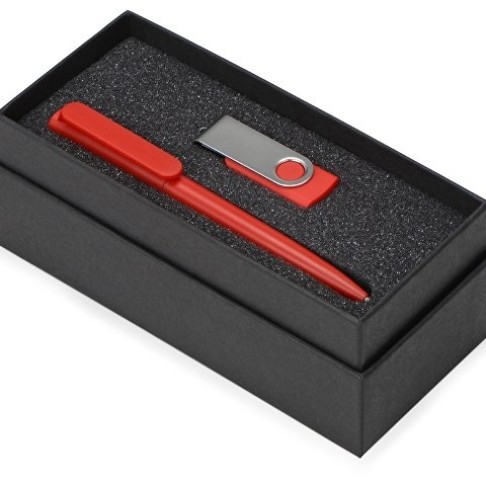 Подарочный набор Qumbo с ручкой и флешкой, красный