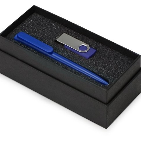 Подарочный набор Qumbo с ручкой и флешкой, синий