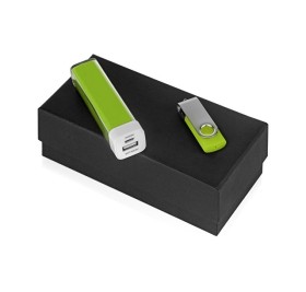 Подарочный набор Flashbank с флешкой и зарядным устройством, зеленый