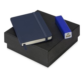 Подарочный набор To go с блокнотом и зарядным устройством, синий Подарочный набор To go с блокнотом и зарядным устройством, синий