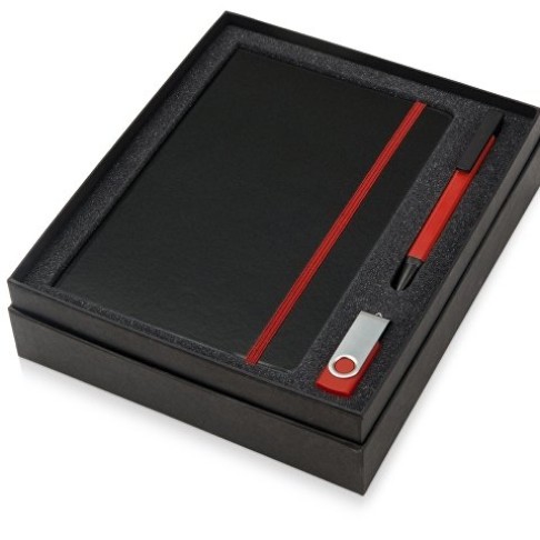 Подарочный набор Q-edge с флешкой, ручкой-подставкой и блокнотом А5, красный Подарочный набор Q-edge с флешкой, ручкой-подставкой и блокнотом А5, красный