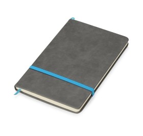 Блокнот «Color» линованный А5 в твердой обложке с резинкой, серый/синий Блокнот «Color» линованный А5 в твердой обложке с резинкой, серый/синий