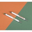 Ручка металлическая шариковая «Flowery» со стилусом и цветным зеркальным слоем, белый/зеленое яблоко