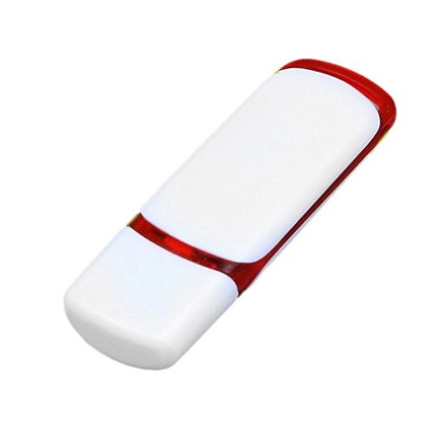 Флешка промо прямоугольной классической формы с цветными вставками, 64 Гб, белый/красный