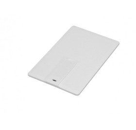 Флешка в виде пластиковой  карты c удобным откидным механизмом, 64 Гб, белый