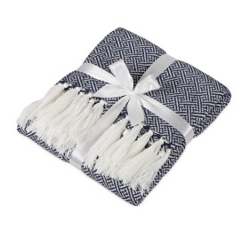 Плед акриловый Tassel с белой бахромой, черный