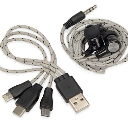 Набор с наушниками и зарядным кабелем 3-в-1 Набор с наушниками и зарядным кабелем 3-в-1