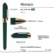 Ручка пластиковая шариковая «Monaco», 0,5мм, синие чернила, зеленый