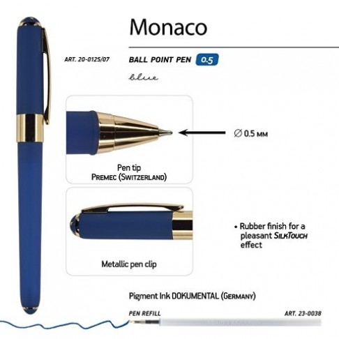 Ручка пластиковая шариковая «Monaco», 0,5мм, синие чернила, темно-синий