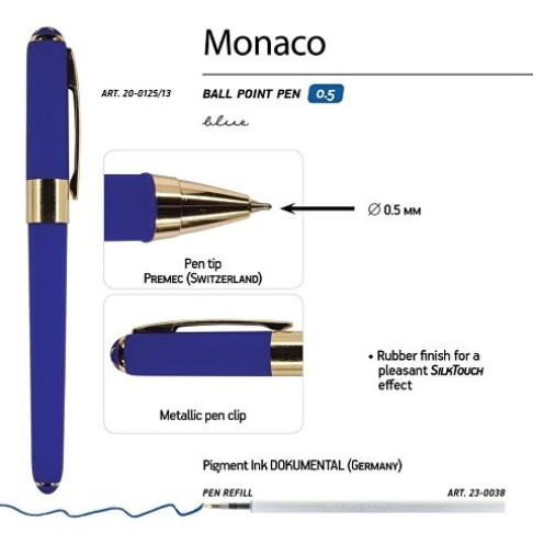 Ручка пластиковая шариковая «Monaco», 0,5мм, синие чернила, сине-фиолетовый
