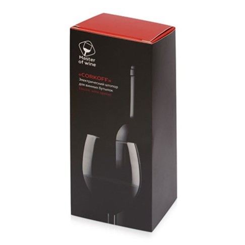 Электрический штопор Corkoff для винных бутылок с покрытием софт тач, черный Электрический штопор Corkoff для винных бутылок с покрытием софт тач, черный