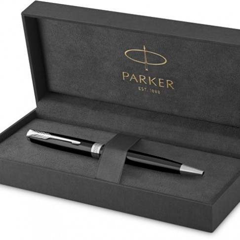 Ручка шариковая «Parker Sonnet Core Black Lacquer CT», черный/серебристый