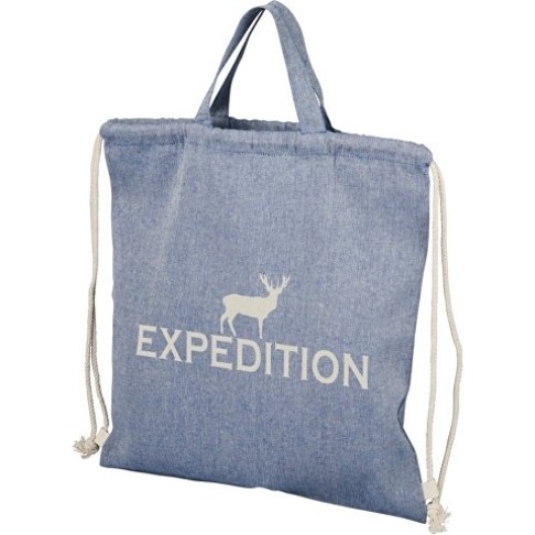 Рюкзак со шнурком Pheebs из 150 г/м² переработанного хлопка, синий