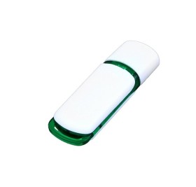 Флешка 3.0 промо прямоугольной классической формы с цветными вставками, 32 Гб, белый/зеленый