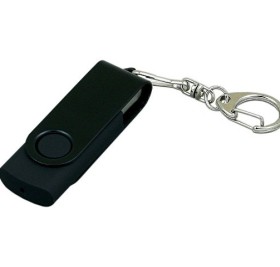 Флешка промо поворотный механизм, с однотонным металлическим клипом, 4 Гб, черный