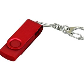 Флешка 3.0 промо поворотный механизм, с однотонным металлическим клипом, 128 Гб, красный